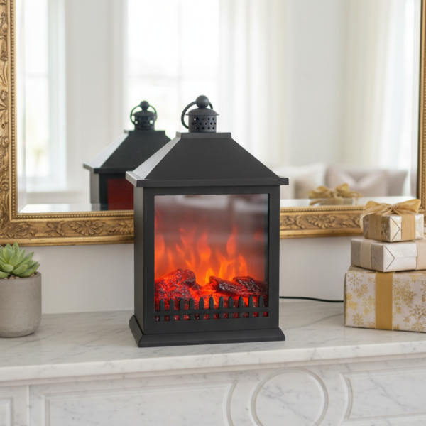 LED Декоративен фенер-камина – Реалистичен пламък за Коледа и зимен уют