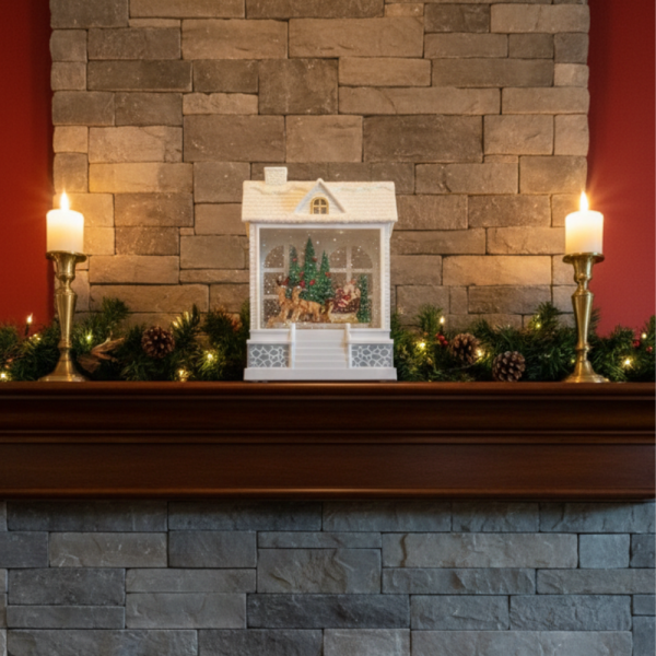 Снежна Коледна къщичка с Дядо Коледа – Идеален празничен акцент