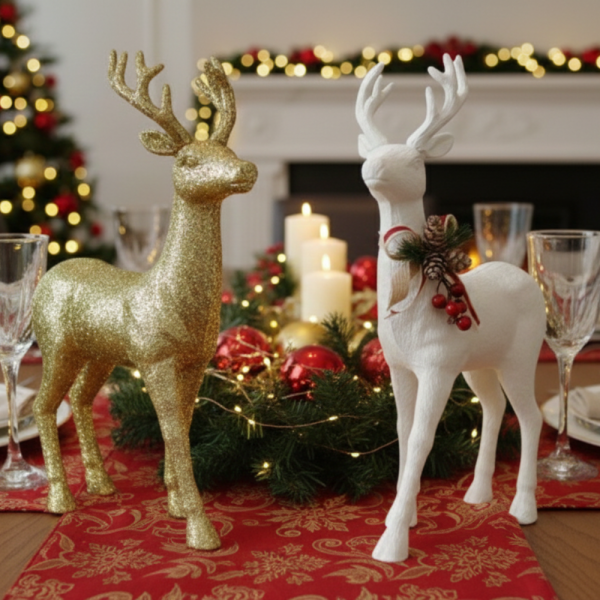 Декоративен Коледен eлен – Златист или бял, с празнични детайли