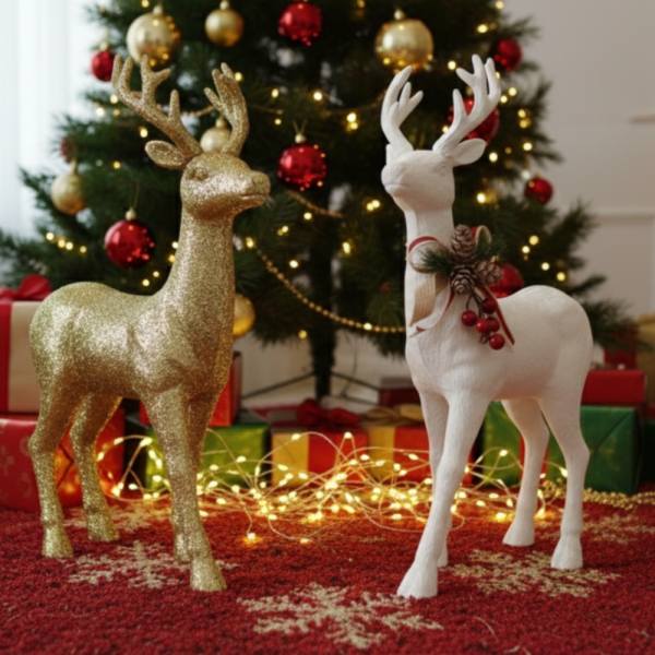 Декоративен Коледен eлен – Златист или бял, с празнични детайли