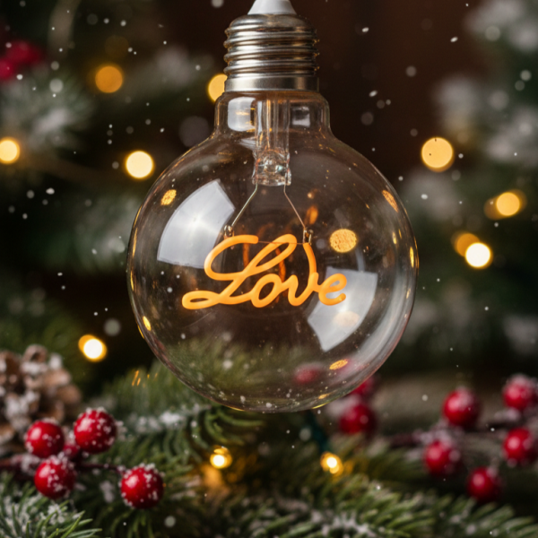 Коледна LED декоративна крушка с фигура – Елха / Love – Топъл празничен акцент за дома и подарък 4