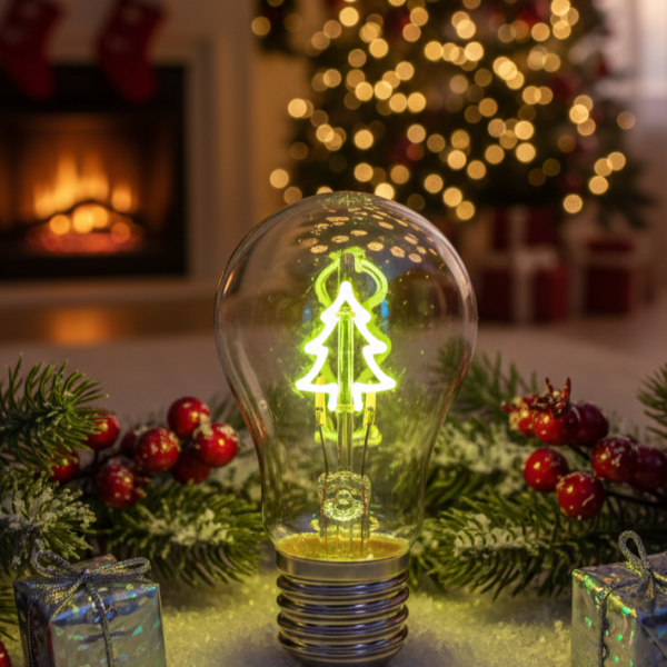 Коледна LED декоративна крушка с фигура – Елха / Love – Топъл празничен акцент за дома и подарък 5