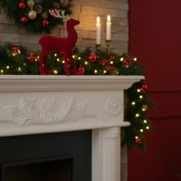 Червен кадифен елен за Коледна украса – Луксозен празничен акцент 1