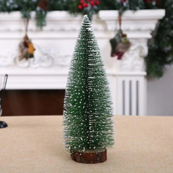 Миниатюрна декоративна изкуствена елха с поставка от дървено пънче, 30 см височина SD165