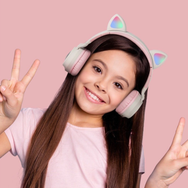 Безжични bluetooth слушалки  с котешки уши за деца BT-023C - EP9 1