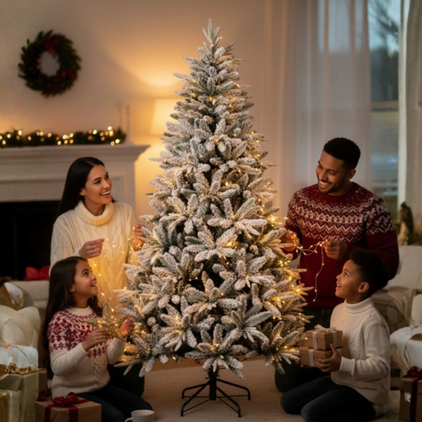 Изкуствена елха Kring Melbourne,  Цялата заснежена с метална стойка SD64