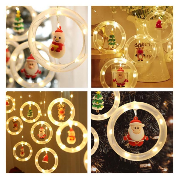 Светещи LED рингове с коледни фигурки, тип завеса 3м, 10 ринга - SD79 6