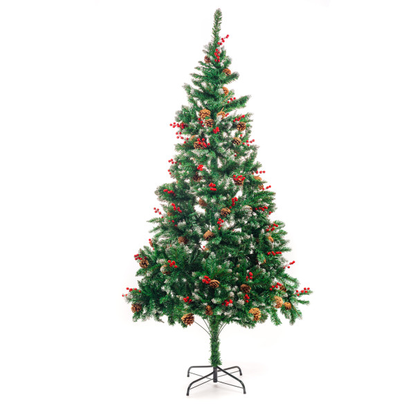 Изкуствена елха Luxury Diamond с червен глог и шишарки SD63