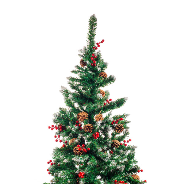 Изкуствена елха Luxury Diamond с червен глог и шишарки SD63