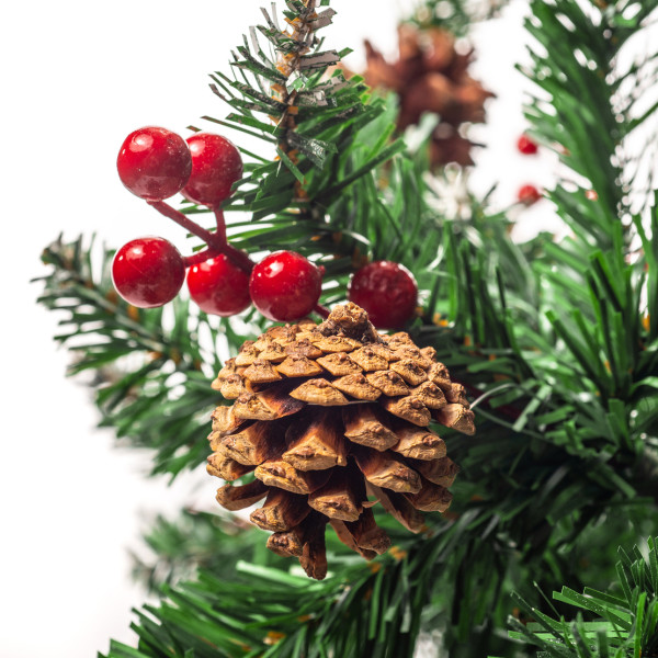 Изкуствена елха Luxury Diamond с червен глог и шишарки SD63 10