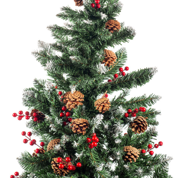 Изкуствена елха Luxury Diamond с червен глог и шишарки SD63