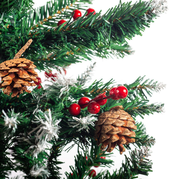 Изкуствена елха Luxury Diamond с червен глог и шишарки SD63