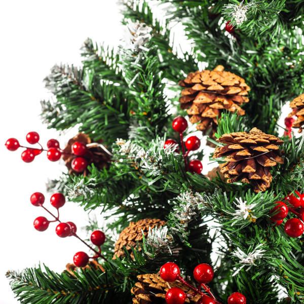 Изкуствена елха Luxury Diamond с червен глог и шишарки SD63 13