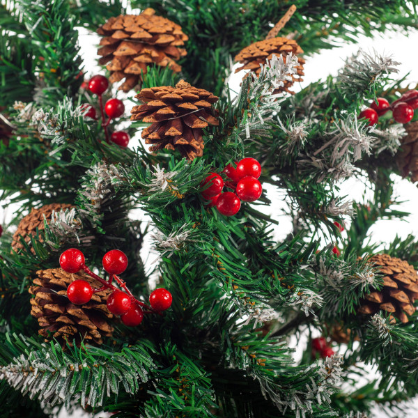 Изкуствена елха Luxury Diamond с червен глог и шишарки SD63