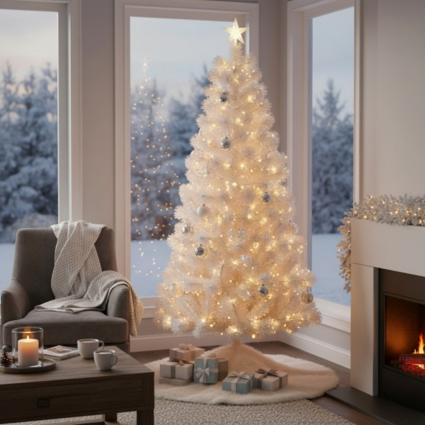 Изкуствена коледна елха - бяла SD43