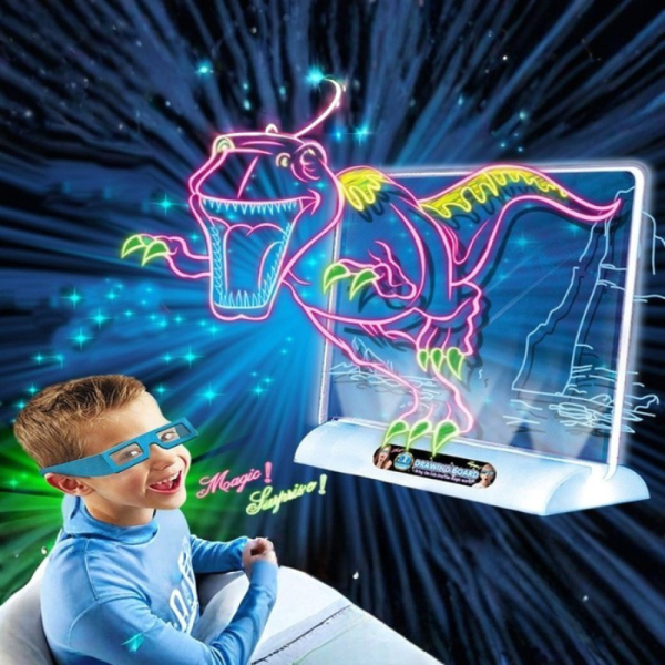 Магическа, светеща 3D дъска за рисуване с цветни маркери TV106