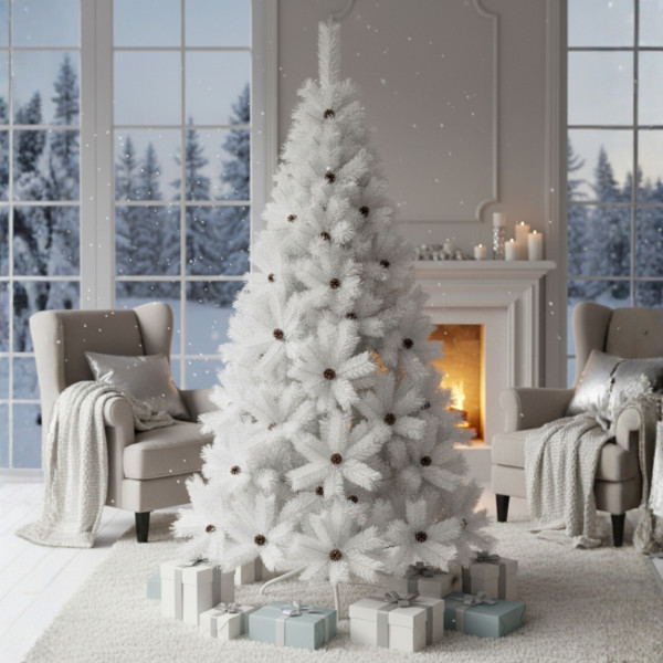 Коледна Снежно бяла елха с шишарки  ТОП ПРЕДЛОЖЕНИЕ SD43-1
