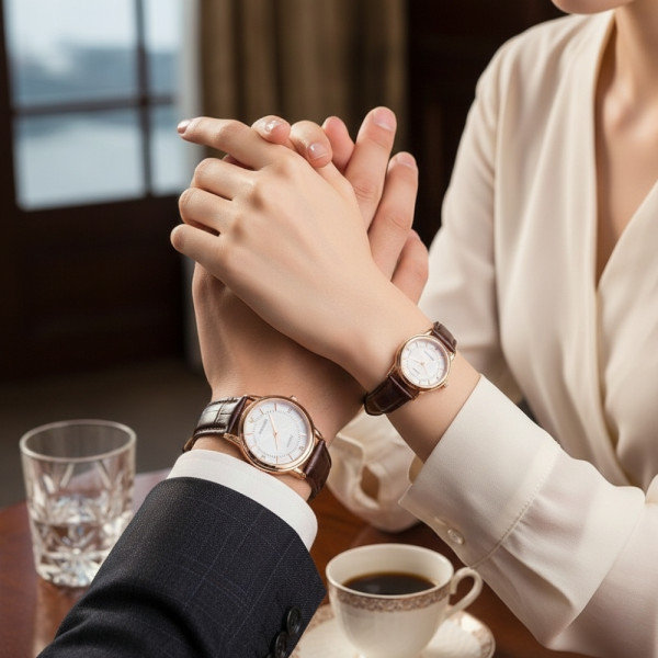 Класически ръчен часовник с кожена верижка, дамски и мъжки вариант WW19