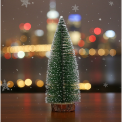 Миниатюрна декоративна изкуствена елха с поставка от дървено пънче, 30 см височина SD165