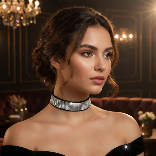 Нежен чокър с камъни в различни цветове D41