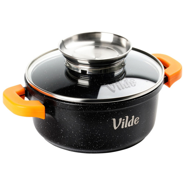 Универсална гранитна тенджера с незалепващо покритие, със стъклен капак и дозатор за течности 11