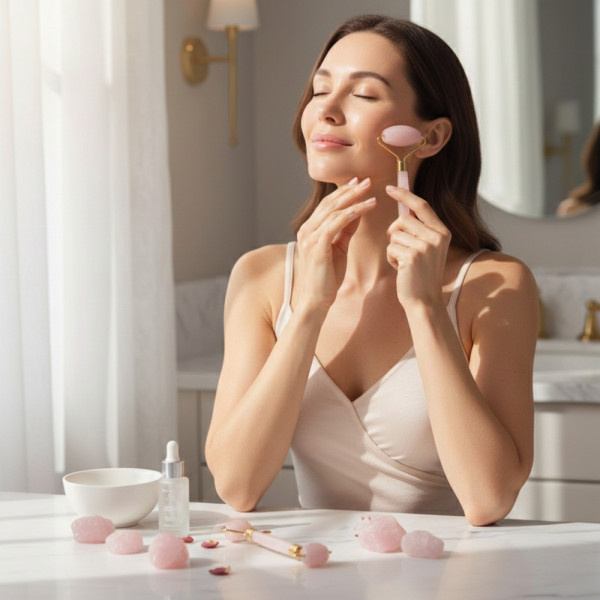 Масажор изработен от естествен нефритен камък в розов цвят TV642 2