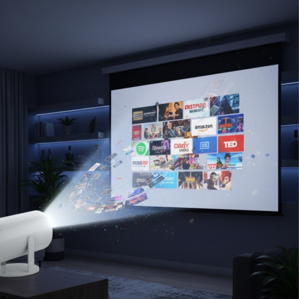 Преносим мини проектор,Android 11,HDMI връзка,USB,AV, Audio jack3.5mm,ротация на 180 градуса TV1357 1