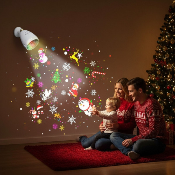 Коледна LED прожекционна лампа XL-725 Коледни и Хелоуин Мотиви 4 в 1 SD2 1