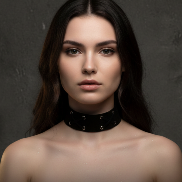 Дамски широк чокър с кръстосани каишки D40 3