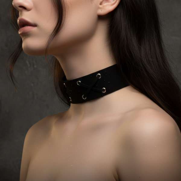 Дамски широк чокър с кръстосани каишки D40