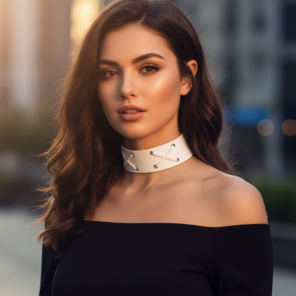 Дамски широк чокър с кръстосани каишки D40