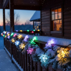 Многоцветни коледни LED лампички със снежинки - Многоцветни, дължина - 5м ,28бр лампички SD65