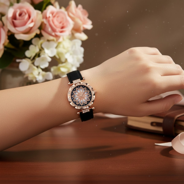 Дамски луксозен часовник с инкрустирани кристали WW4