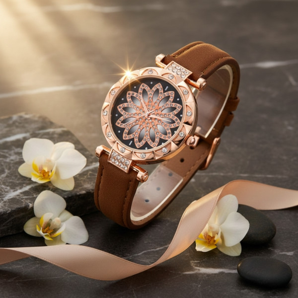 Дамски луксозен часовник с инкрустирани кристали WW4 2