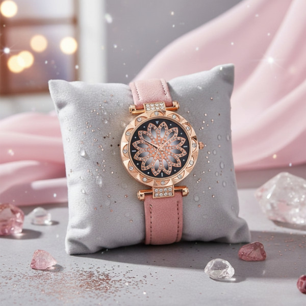 Дамски луксозен часовник с инкрустирани кристали WW4