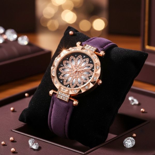 Дамски луксозен часовник с инкрустирани кристали WW4 4