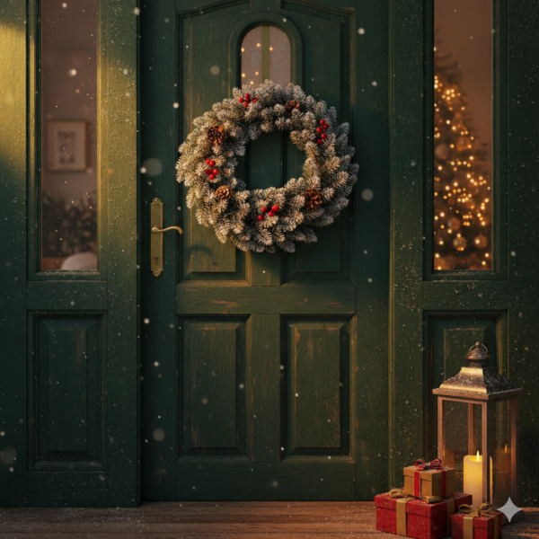 Голям коледен венец, декориран с изкуствени елхови шишарки, 50см - SD77 2