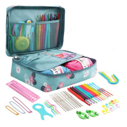 Комплект аксесоари за плетене, 58 части, алуминиеви куки – Пълен сет за начинаещи и напреднали