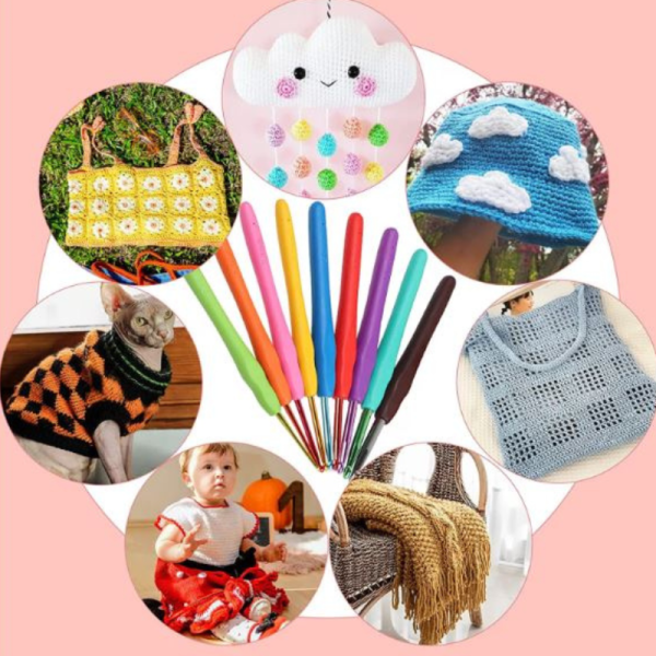 Комплект аксесоари за плетене, 58 части, алуминиеви куки – Пълен сет за начинаещи и напреднали