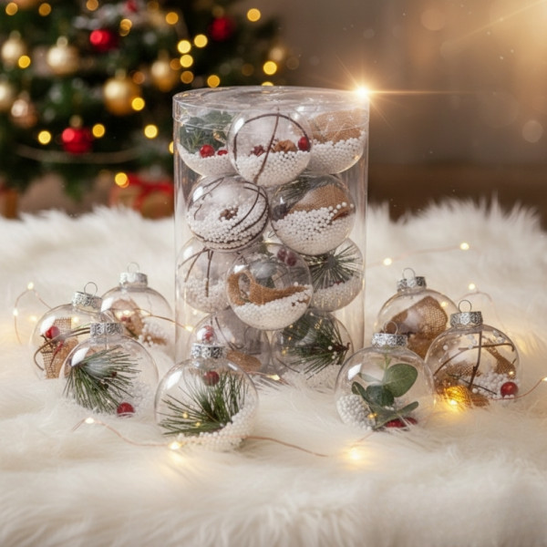 Комплект прозрачни коледни топки за украса - SD38