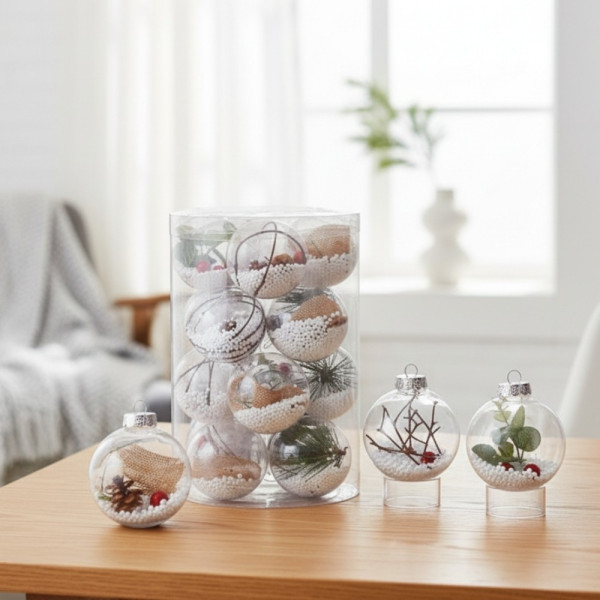 Комплект прозрачни коледни топки за украса - SD38 3
