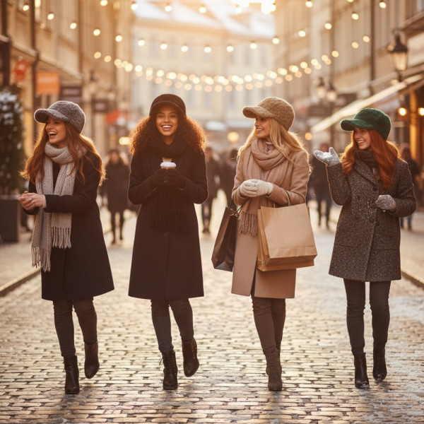 Топла дамска шапка с козирка – зимен пухкав модел