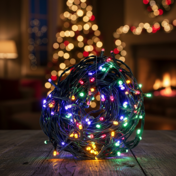 Коледни лампички кристал с удължител  10 метра, 100 лампи 1