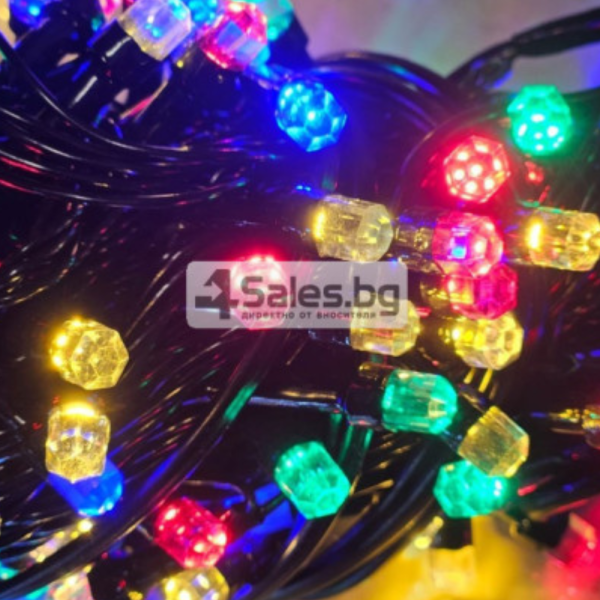 Коледни лампички кристал с удължител  10 метра, 100 лампи 13