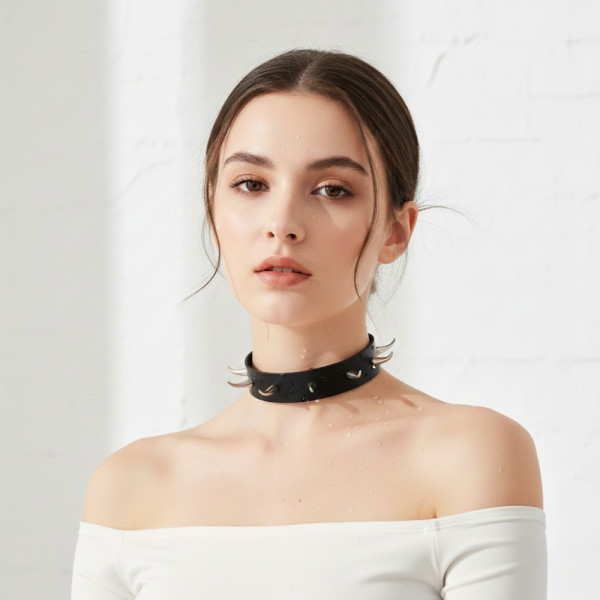 Готик кожен нашийник с шипове в различни цветове D30