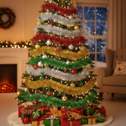 Елеганен празничен гирлянд 5 см .х 2 м.,за коледно настроение за всеки дом