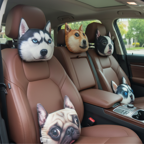 Възглавница за автомобил с щампа куче 1
