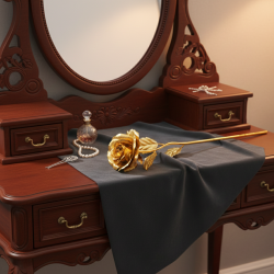 Изкуствена роза със златна обвивка