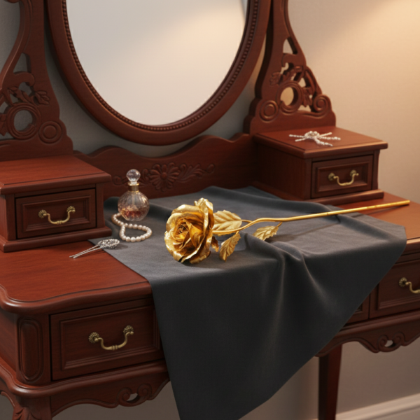 Изкуствена роза със златна обвивка