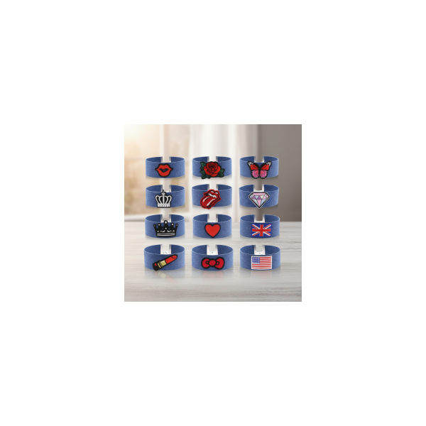 Дамски чокър от деним с различна щампа отпред D24